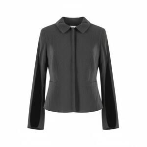 Elle Brushed Zip Front Jacket Gray Women's 8US/40EU